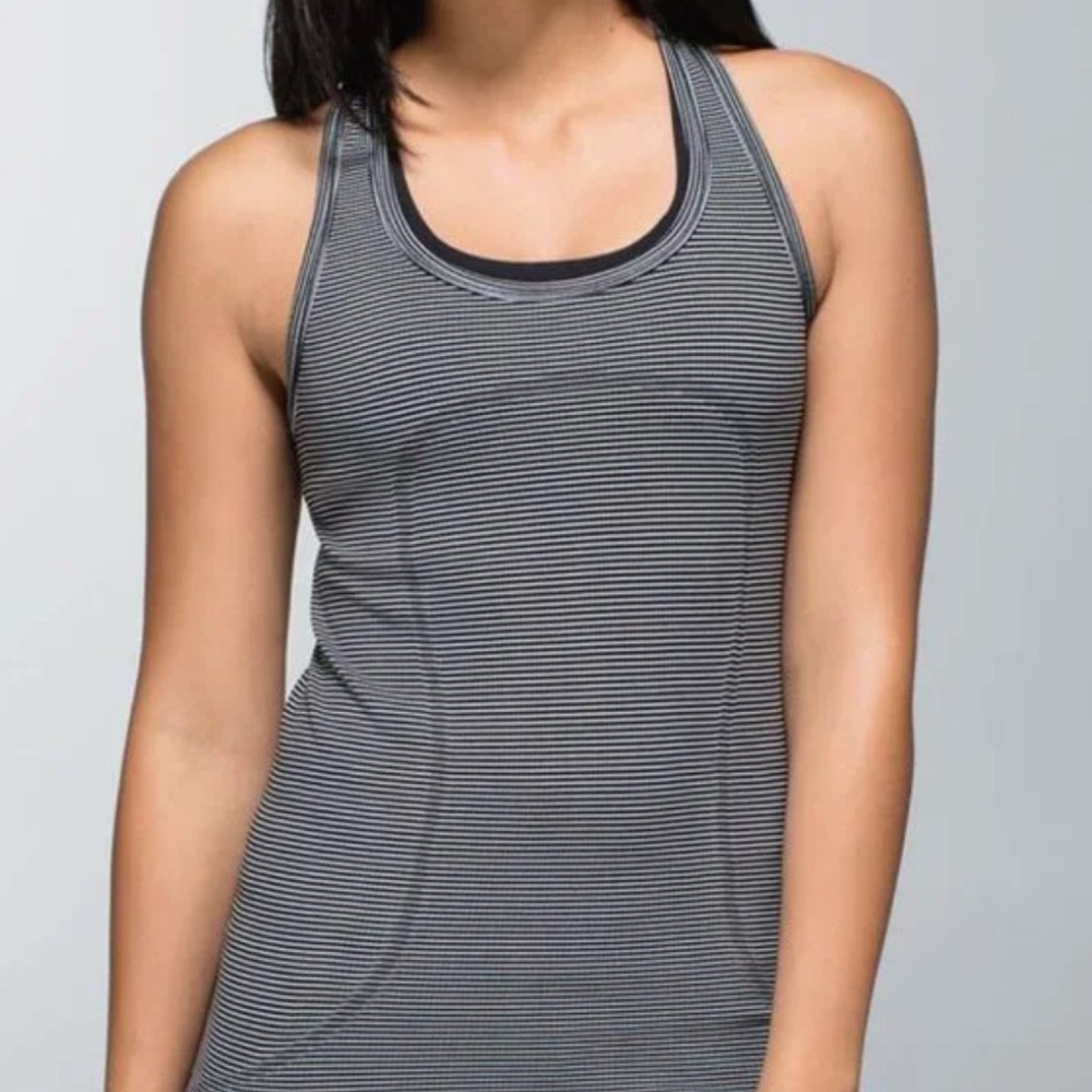 Lululemon black and white Striped Tank Top